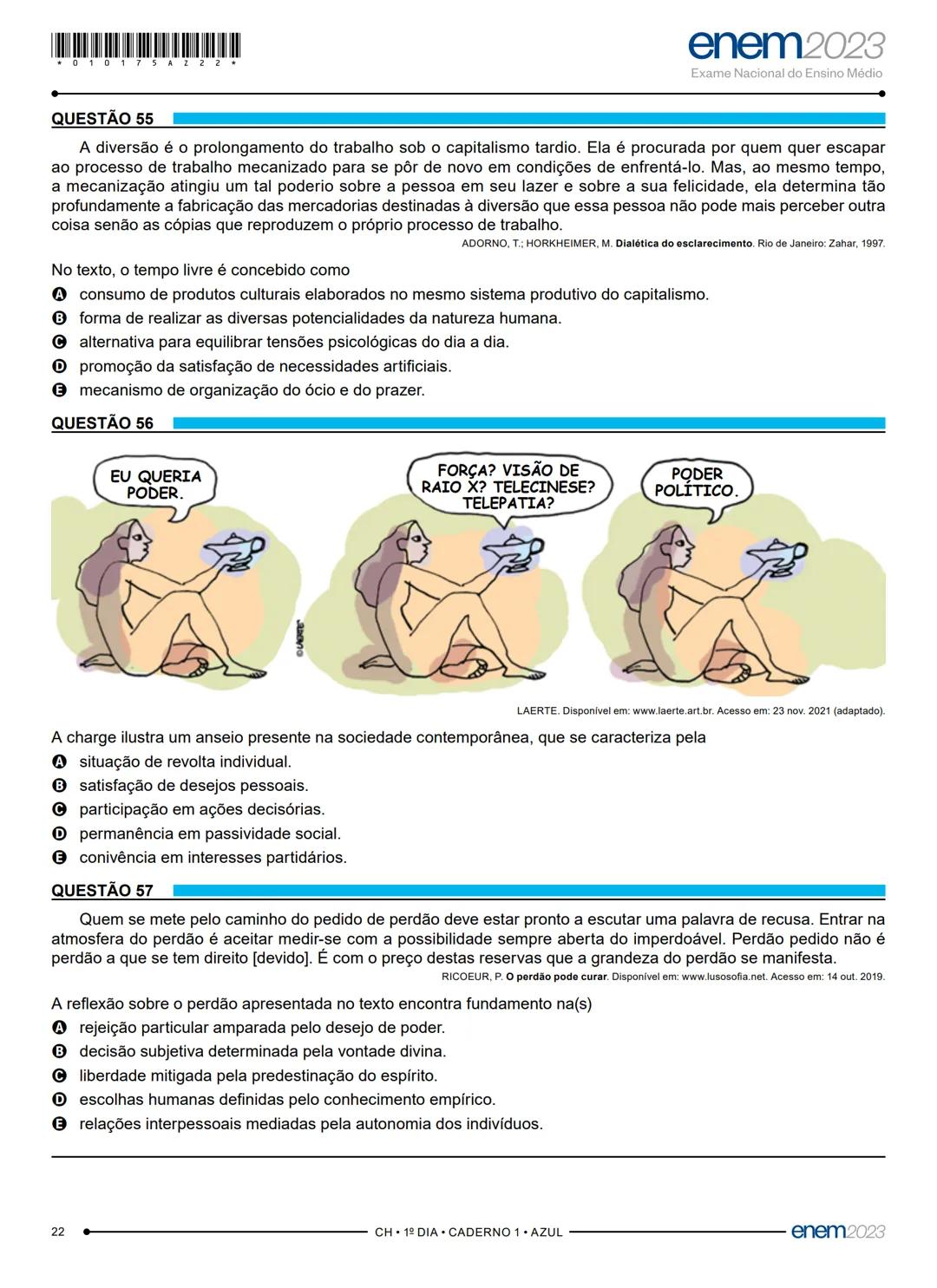 # 1° DIA
EXAME NACIONAL DO ENSINO MÉDIO
PROVA DE LINGUAGENS, CÓDIGOS E SUAS TECNOLOGIAS E REDAÇÃO
PROVA DE CIÊNCIAS HUMANAS E SUAS TECNOLO