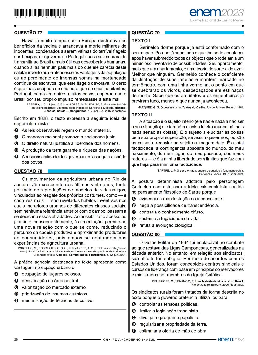 # 1° DIA
EXAME NACIONAL DO ENSINO MÉDIO
PROVA DE LINGUAGENS, CÓDIGOS E SUAS TECNOLOGIAS E REDAÇÃO
PROVA DE CIÊNCIAS HUMANAS E SUAS TECNOLO