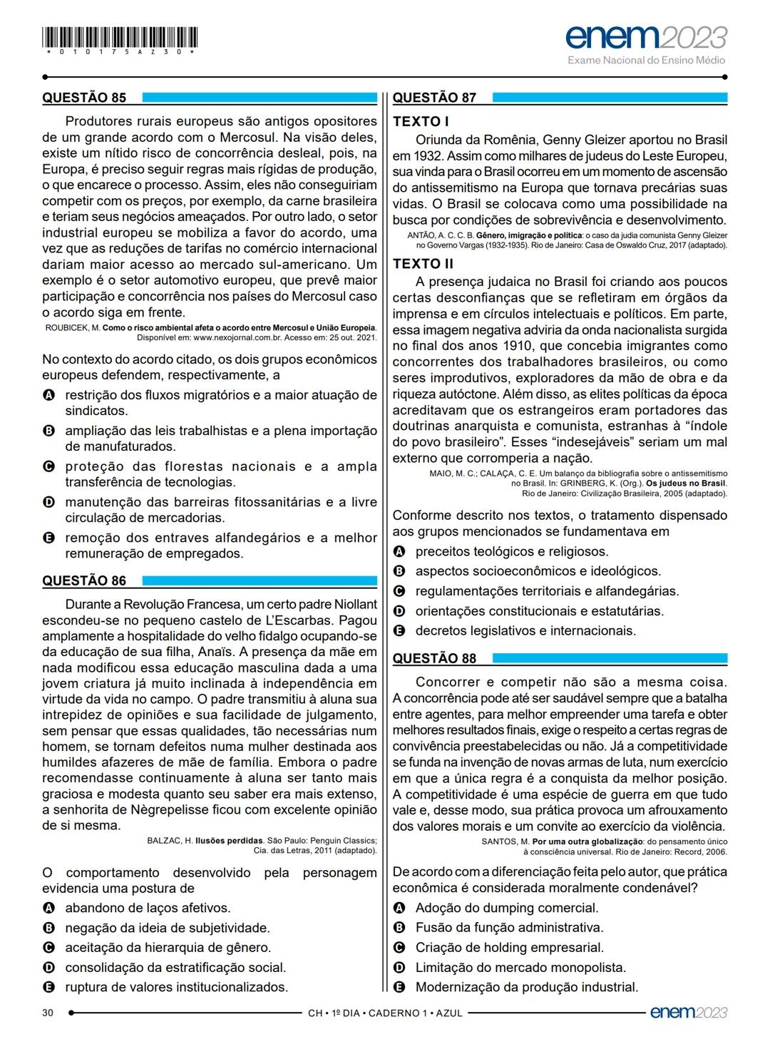 # 1° DIA
EXAME NACIONAL DO ENSINO MÉDIO
PROVA DE LINGUAGENS, CÓDIGOS E SUAS TECNOLOGIAS E REDAÇÃO
PROVA DE CIÊNCIAS HUMANAS E SUAS TECNOLO