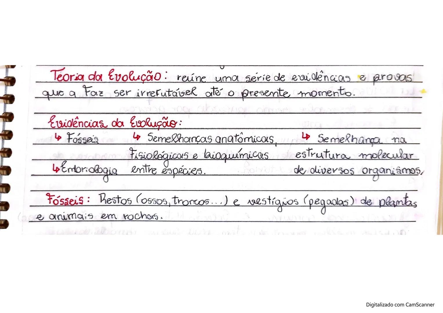 Teoria da Evolução: reúne uma série de evidências e provas
quire a Faz ser irrefutável até o presente momento.
Evidências da Evolução:
↳ Fos