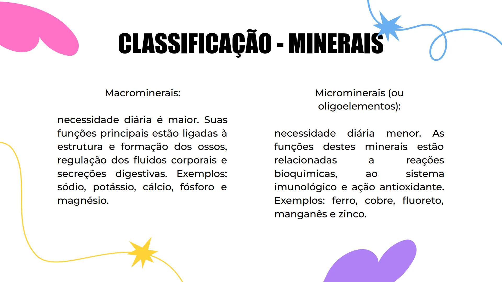 # Alimentação:
## Vitaminas e
## Minerais
Vitamin
# A # Sumário
01 Importância
Por que é importante
consumir vitaminas e
minerais?
02 Clas