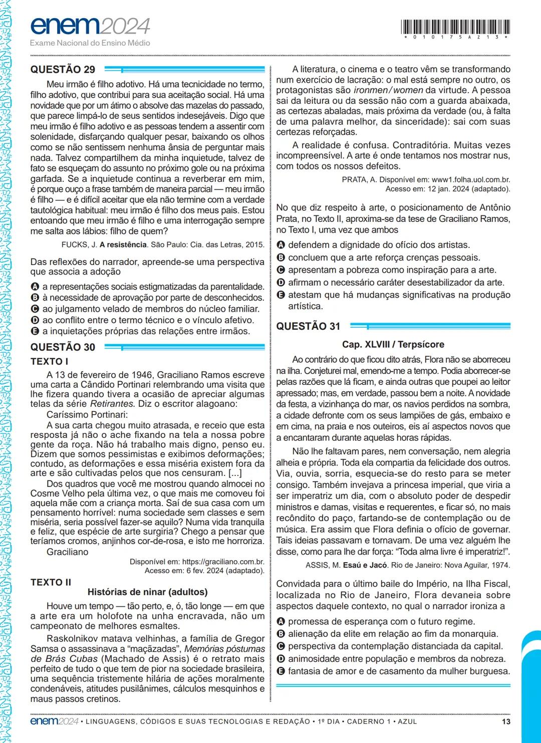 --- OCR Start ---
01
1º DIA
EXAME NACIONAL DO ENSINO MÉDIO
PROVA DE LINGUAGENS, CÓDIGOS E SUAS TECNOLOGIAS E REDAÇÃO
PROVA DE CIÊNCIAS HUMAN