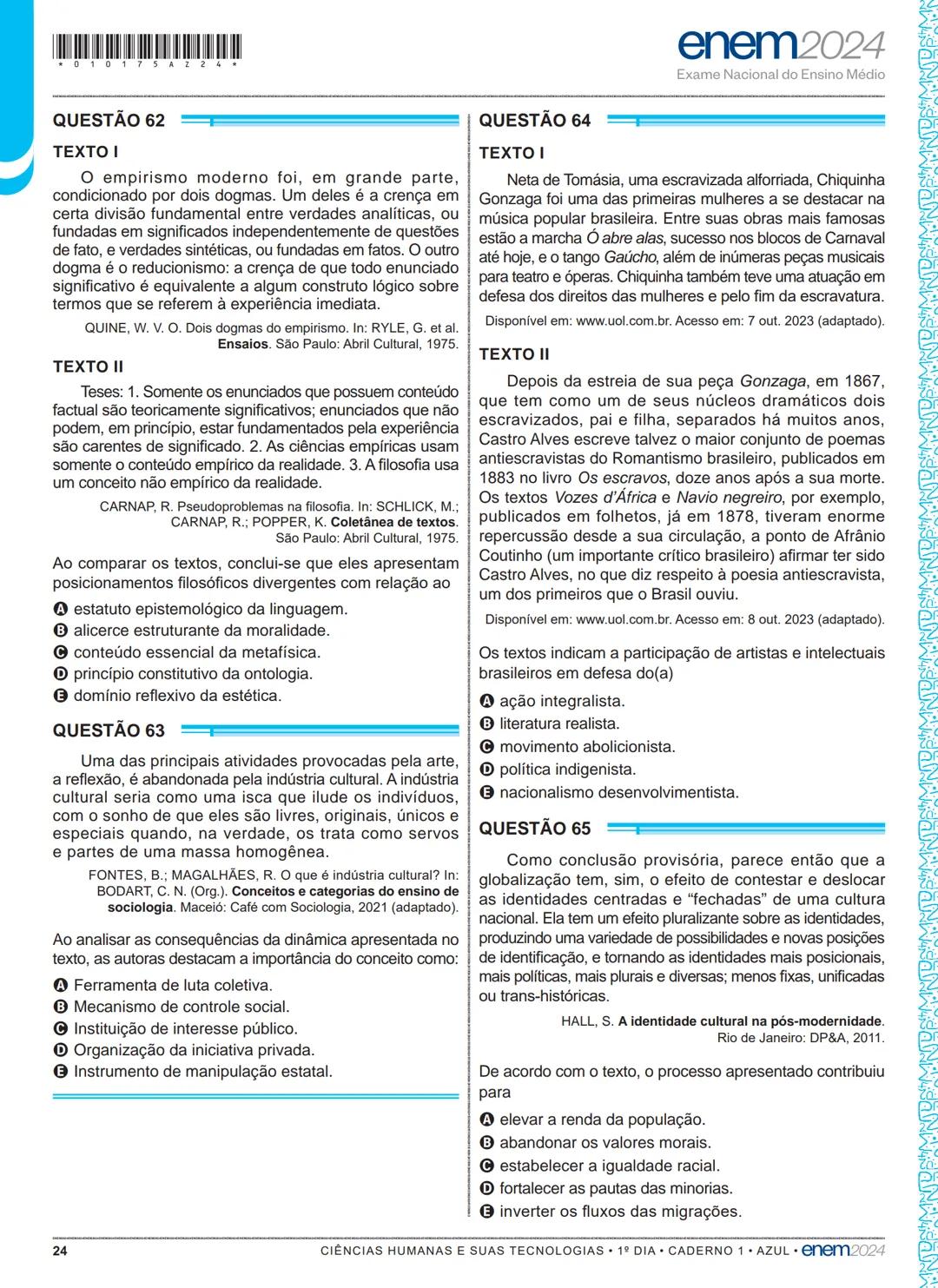 --- OCR Start ---
01
1º DIA
EXAME NACIONAL DO ENSINO MÉDIO
PROVA DE LINGUAGENS, CÓDIGOS E SUAS TECNOLOGIAS E REDAÇÃO
PROVA DE CIÊNCIAS HUMAN
