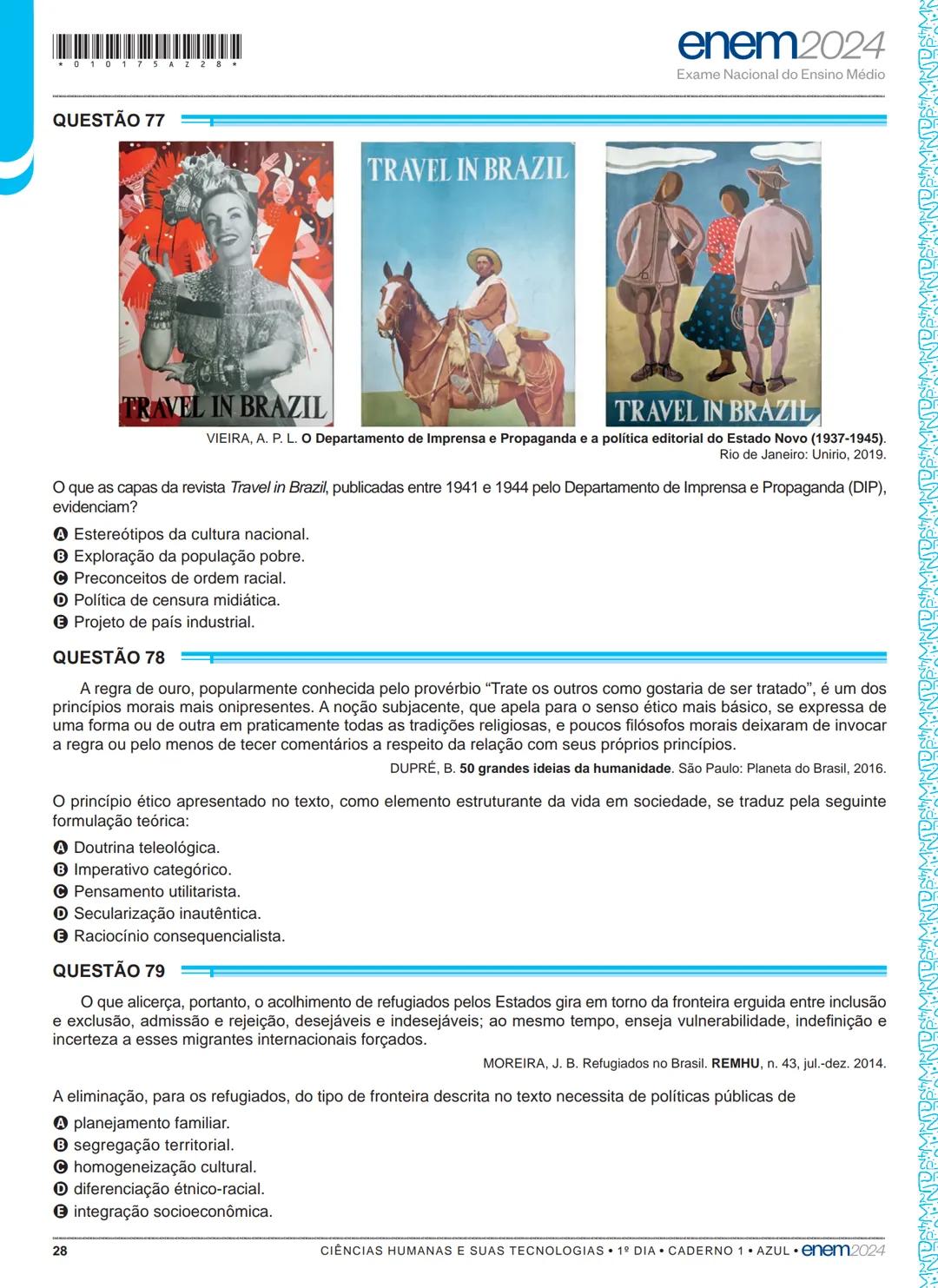 --- OCR Start ---
01
1º DIA
EXAME NACIONAL DO ENSINO MÉDIO
PROVA DE LINGUAGENS, CÓDIGOS E SUAS TECNOLOGIAS E REDAÇÃO
PROVA DE CIÊNCIAS HUMAN