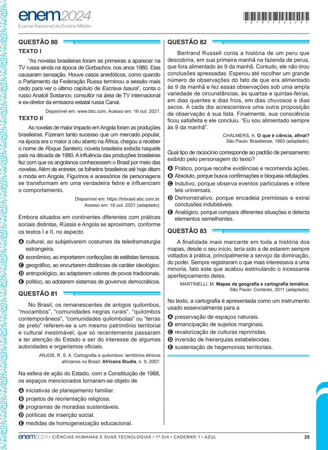 --- OCR Start ---
01
1º DIA
EXAME NACIONAL DO ENSINO MÉDIO
PROVA DE LINGUAGENS, CÓDIGOS E SUAS TECNOLOGIAS E REDAÇÃO
PROVA DE CIÊNCIAS HUMAN