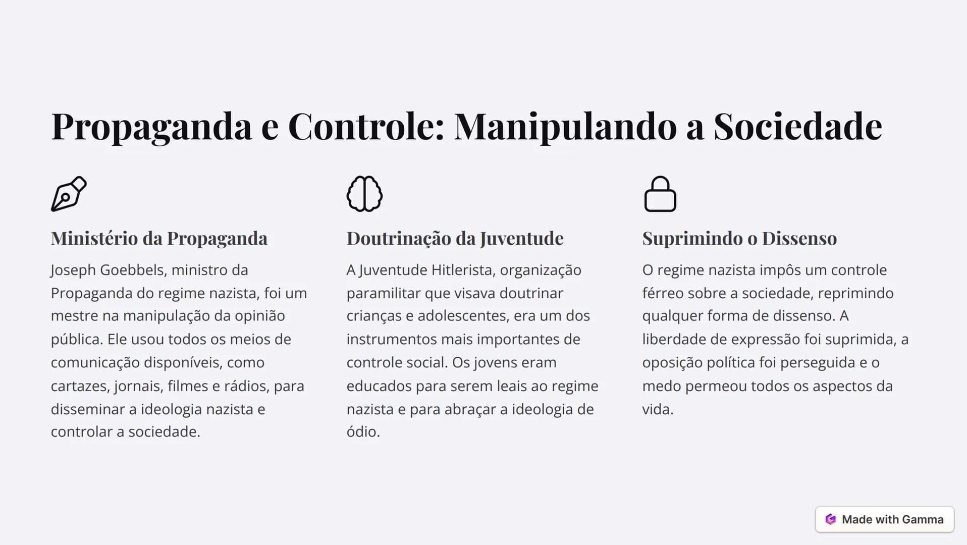 # O Nazismo: Uma História de
Horror
O nazismo, um regime totalitário e brutal que assolou a Alemanha na
primeira metade do século XX, deixo