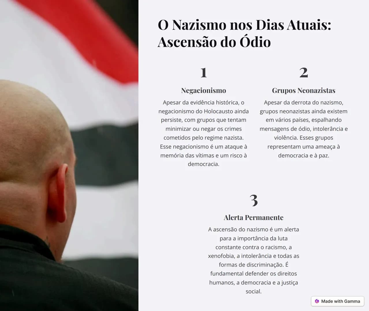# O Nazismo: Uma História de
Horror
O nazismo, um regime totalitário e brutal que assolou a Alemanha na
primeira metade do século XX, deixo
