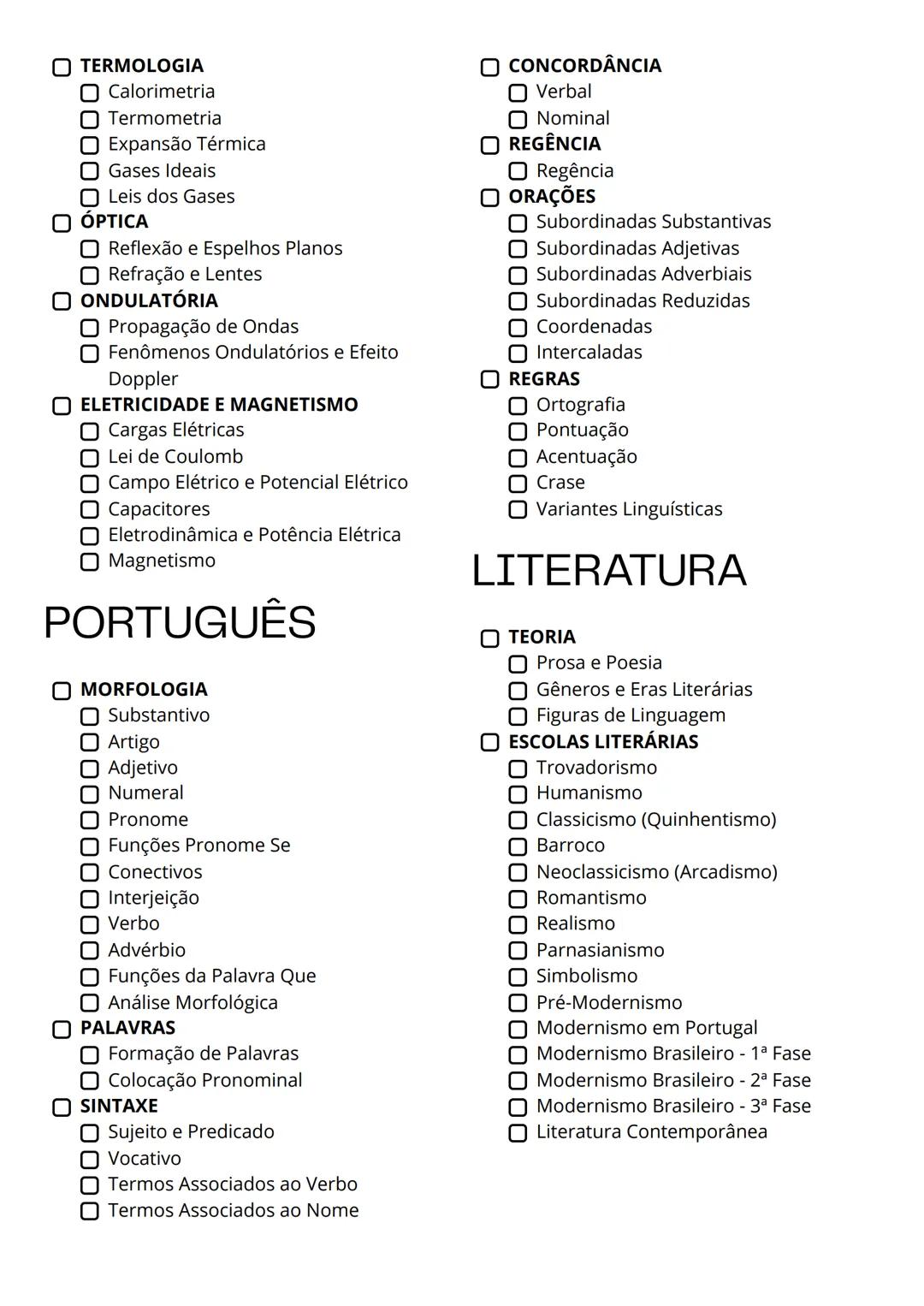 # CHECK LIST
ENEM 2025
HISTÓRIA
INTRODUÇÃO
Linha do tempo
PRÉ-HISTÓRIA
Pré-História
IDADE ANTIGA
Antiguidade Oriental
Antiguidade C