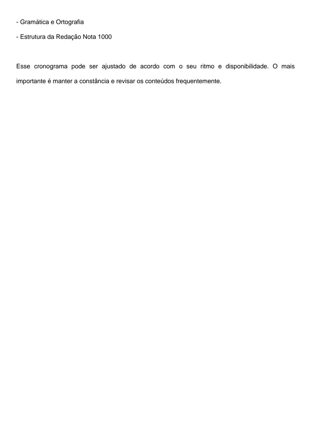 Cronograma de Estudos para o ENEM (9 meses)
1º ao 3º mês - Base Teórica e Fundamentos
Segunda-feira: Matemática e Redação
- Terça-feira: