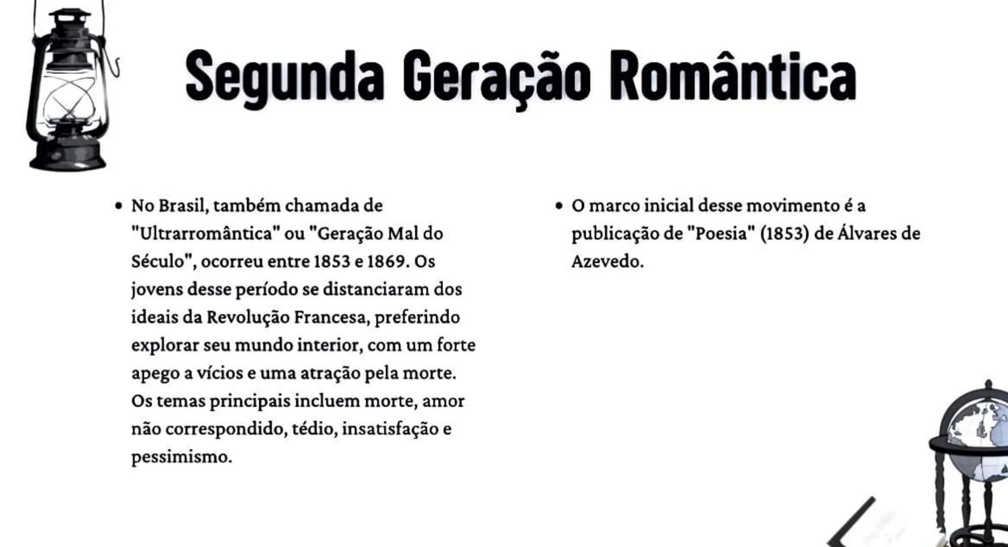 # Romantismo no
Brasil # O que é Romantismo?
• Romantismo foi um movimento cultural que começou no final do século XVIII e
terminou no iní