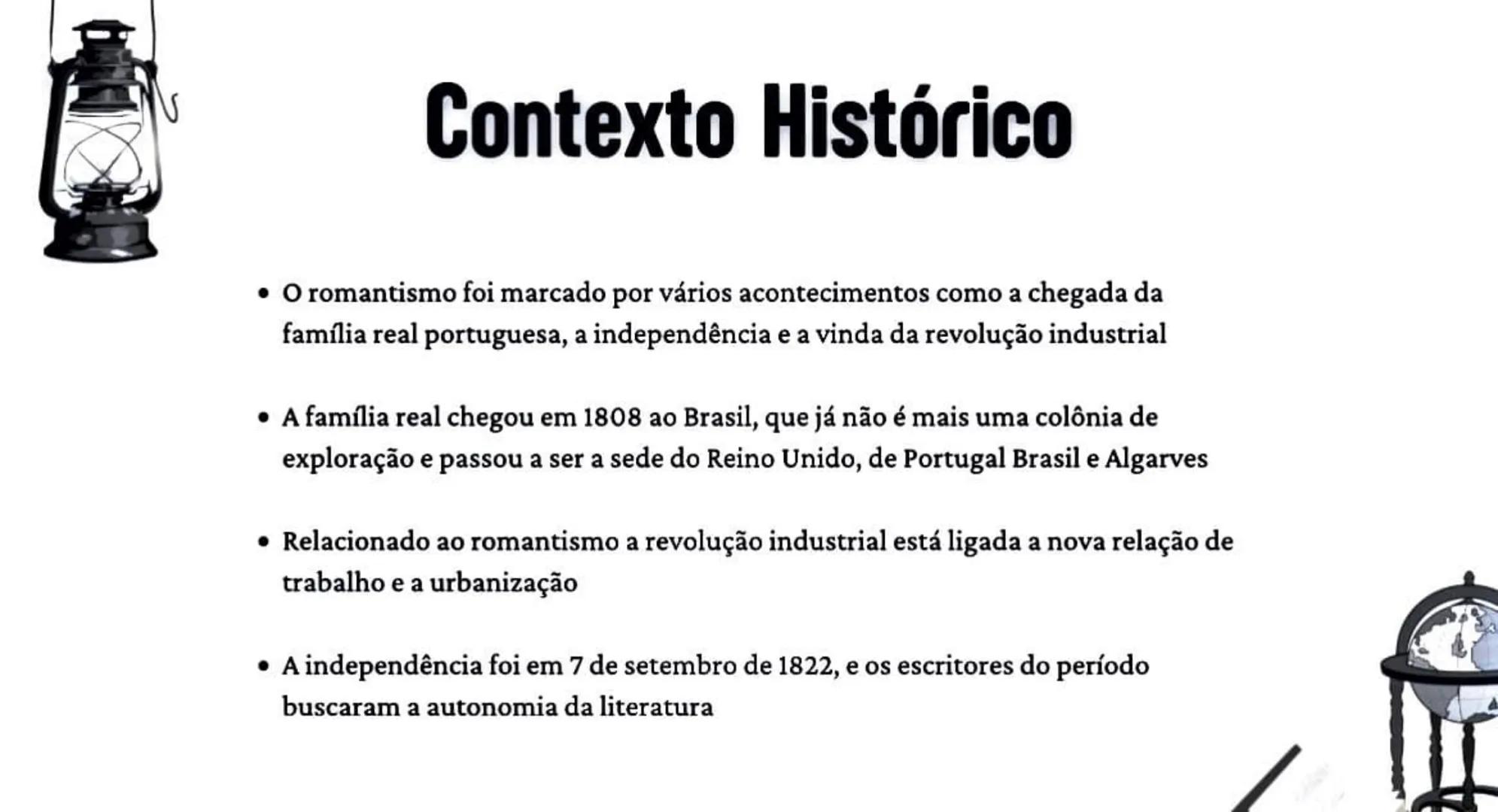 # Romantismo no
Brasil # O que é Romantismo?
• Romantismo foi um movimento cultural que começou no final do século XVIII e
terminou no iní