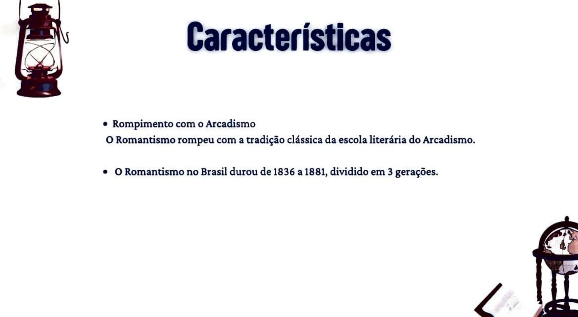 # Romantismo no
Brasil # O que é Romantismo?
• Romantismo foi um movimento cultural que começou no final do século XVIII e
terminou no iní