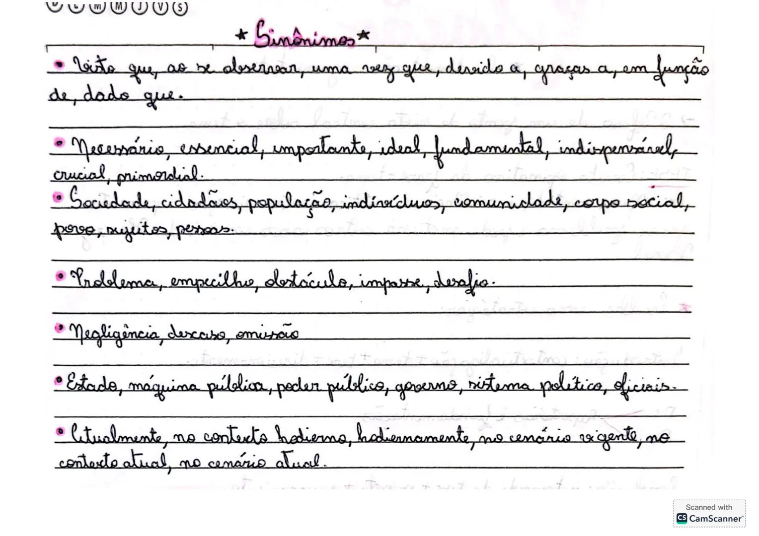 * Sinônimos*
T
• Visto que, as se obserrear, uma vez que, devido a, graças a, em função
de, dado que.
• Necessário, essencial, importante,