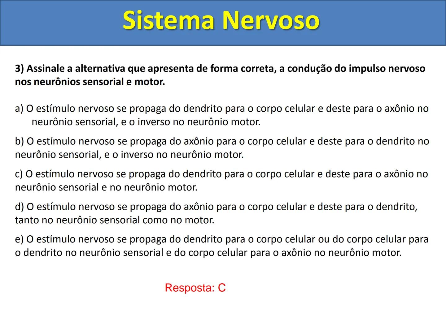 # Sistema Nervoso # Sistema Nervoso
1) Introdução
O sistema nervoso é responsável pelo ajustamento do organismo ao ambiente. Sua
função é