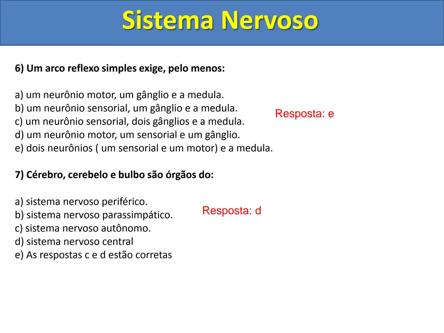# Sistema Nervoso # Sistema Nervoso
1) Introdução
O sistema nervoso é responsável pelo ajustamento do organismo ao ambiente. Sua
função é