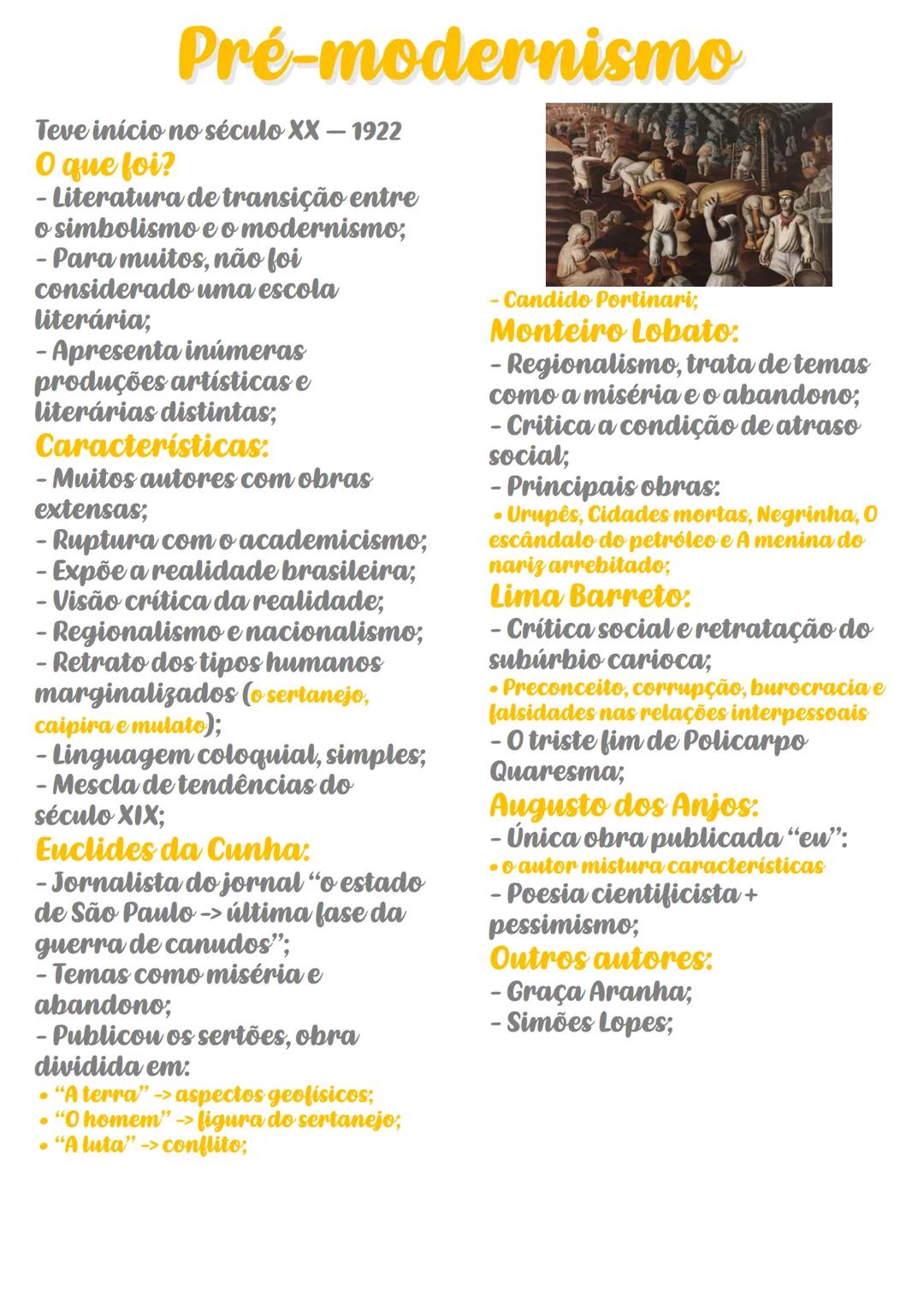 # Pré-modernismo
Teve início no século XX - 1922
O que foi?
- Literatura de transição entre
o simbolismo e o modernismo;
- Para muitos, n