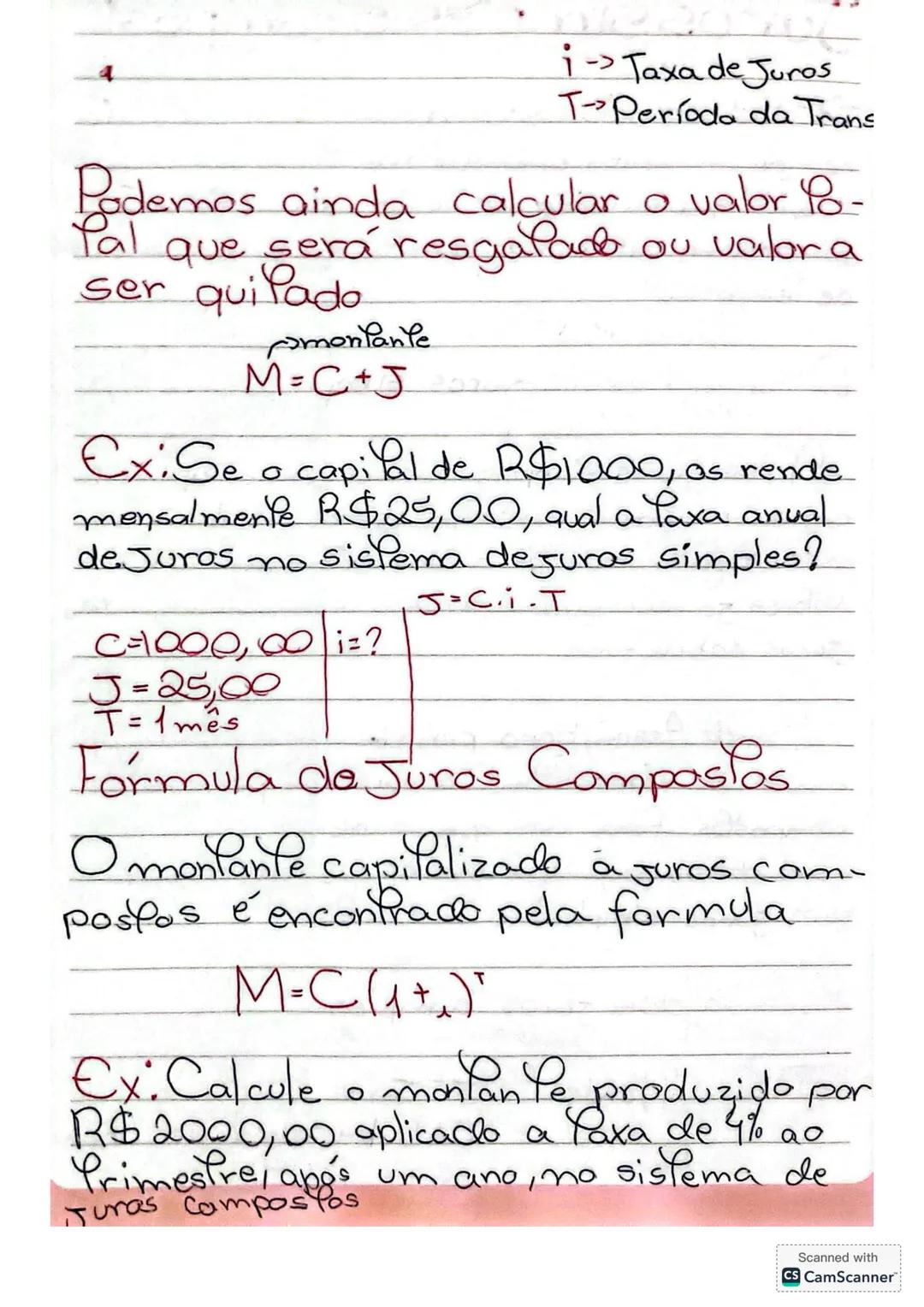# Juros simples e composto
-> São calculos efetuadas com o objetivo de
corrigir os valores envolvidos nas Pransações financei-
ras, isto é,