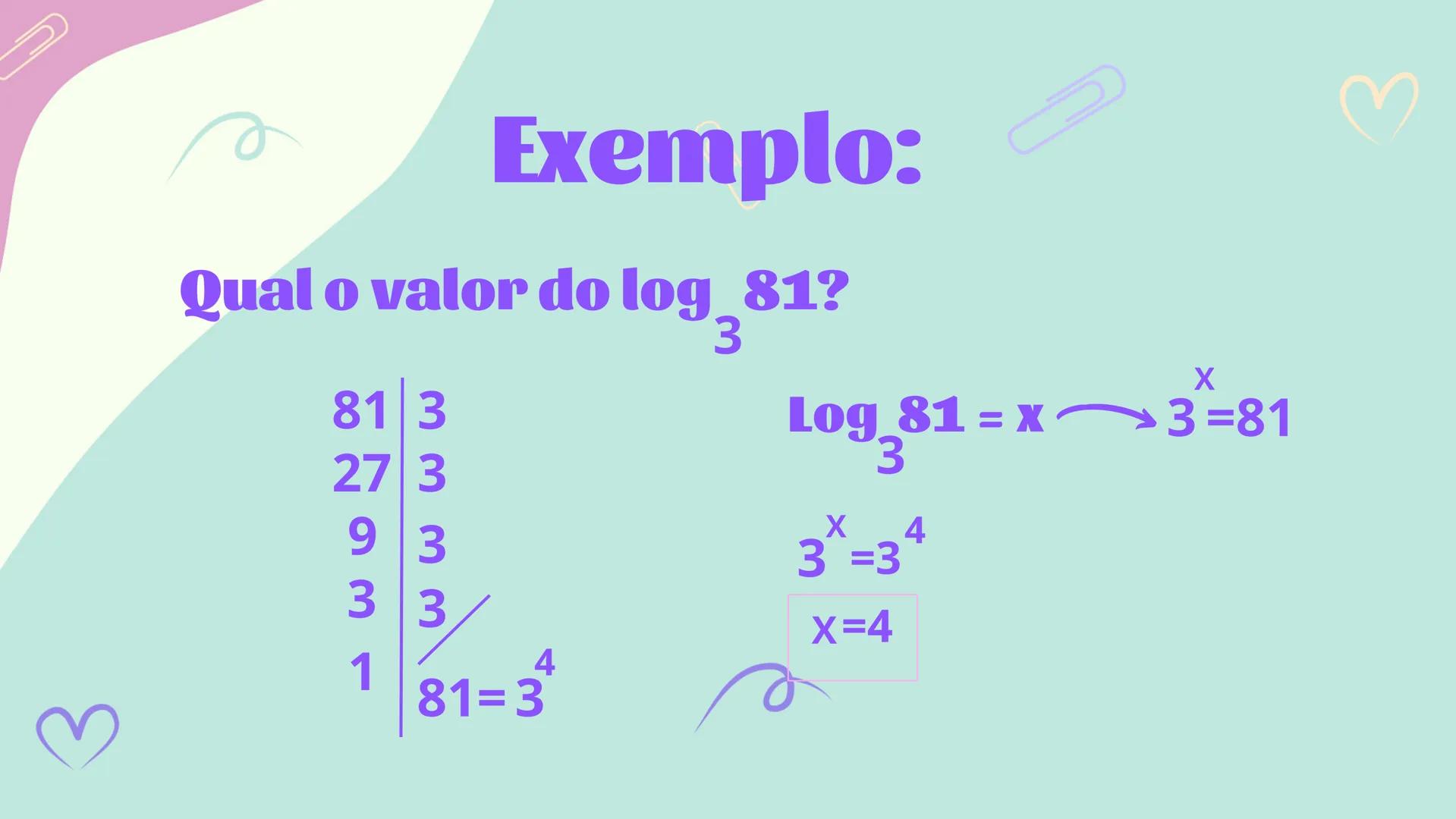 Logaritmo
✓ ON
MC MRM- M+
%
7
9 8
X
+/
4
5
6
C
1
2
3
+
AC 0 # Logaritmo
Termo geral:
Logaritmo de um número b na base a é igual ao expoent