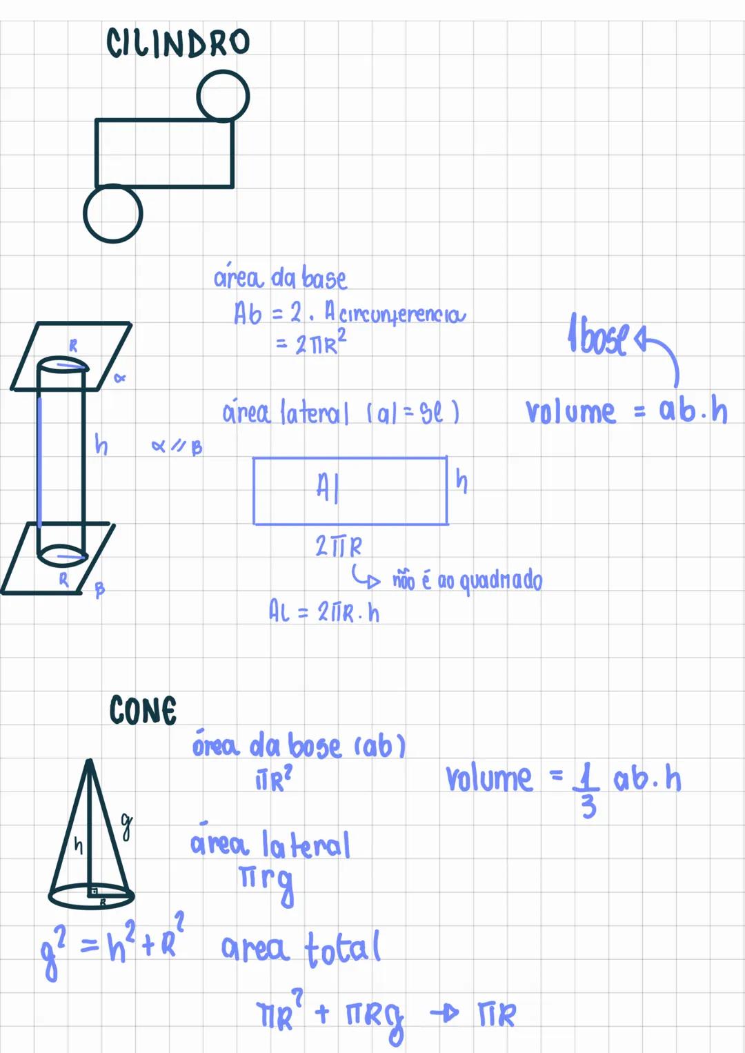 # CILINDRO
R
Or
h
$\alpha\parallel\beta$
$\text{área da base}$
$Ab = 2 \cdot A \text{circunferencia}$
$= 2\pi R^{2}$
$\text{área lateral }