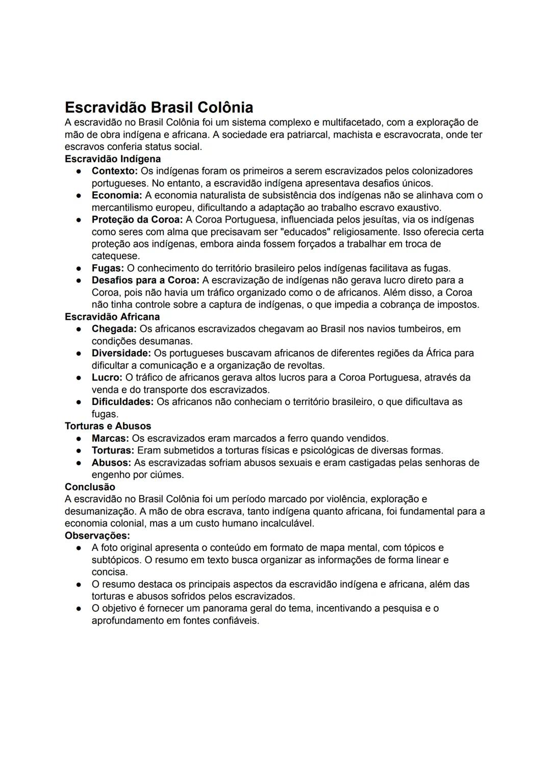 # Escravidão Brasil Colônia
A escravidão no Brasil Colônia foi um sistema complexo e multifacetado, com a exploração de
mão de obra indígen
