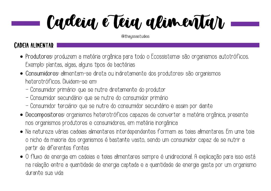 Cadeia e teia alimentar