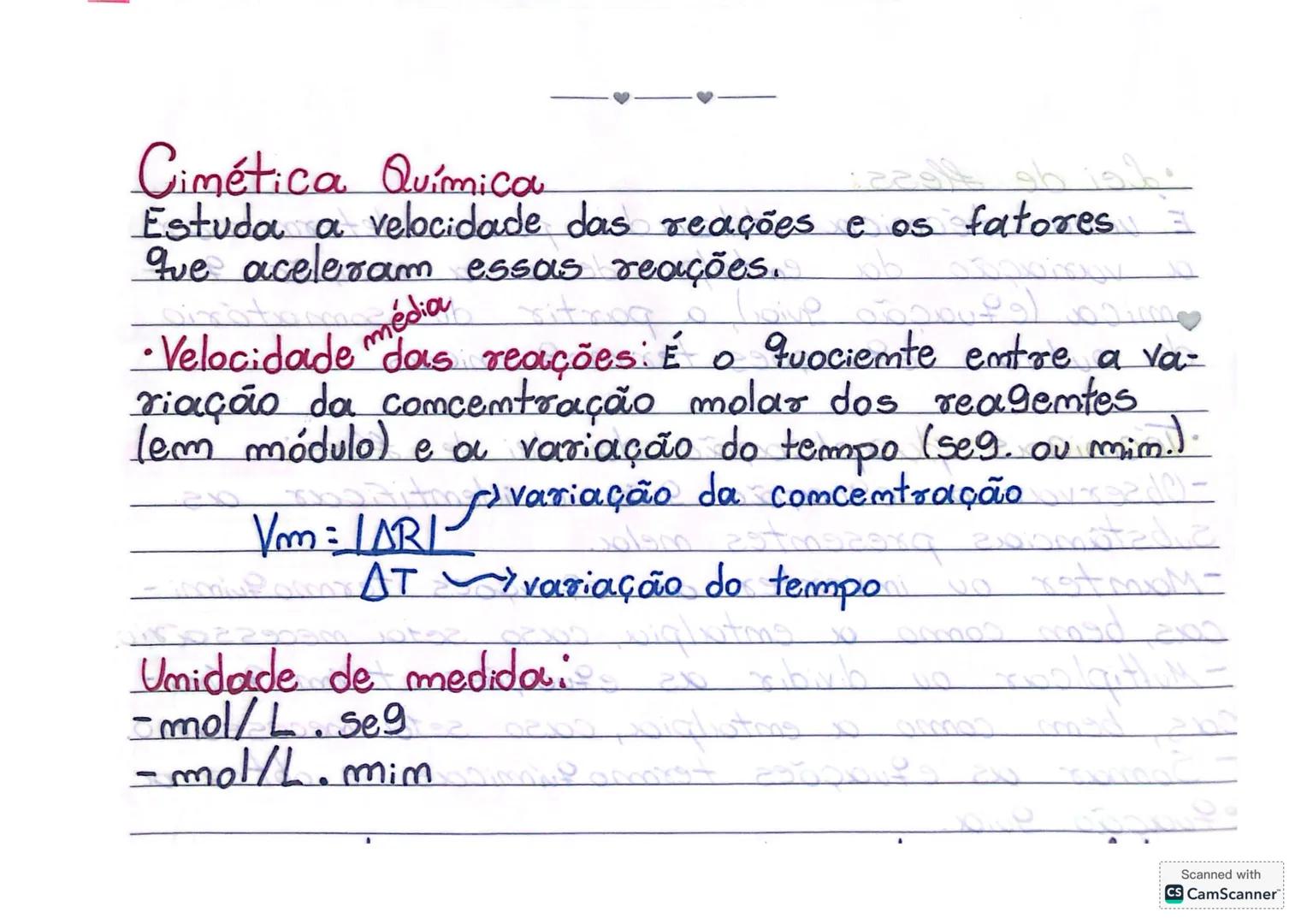 Cimética Química
• 96 96 1622:
Estuda a velocidade das reações e os fatores
que aceleram essas reações.
média
0
quociente entre a va-
•Veloc