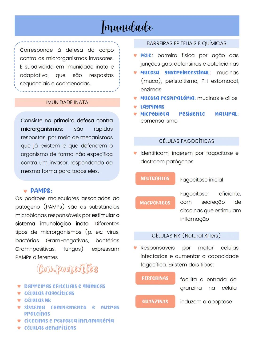 # Imunidade
BARREIRAS EPITELIAIS E QUÍMICAS
Corresponde à defesa do corpo
contra os microrganismos invasores.
É subdividida em imunidade i