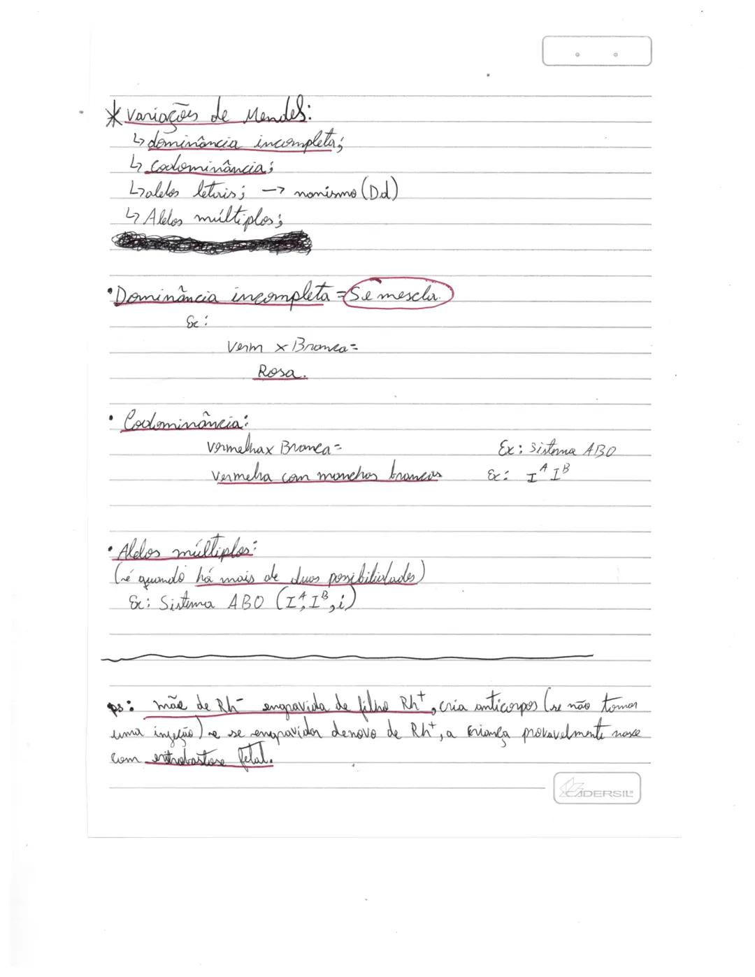 *Genética
Biologia-Emom
•Dominonte: VV, Vv
•Recessivov
{
homozigoto= iguais (Ex:BB)
heterozigote = diferentes (Ex: Bb)
•Tipes sanguíneos