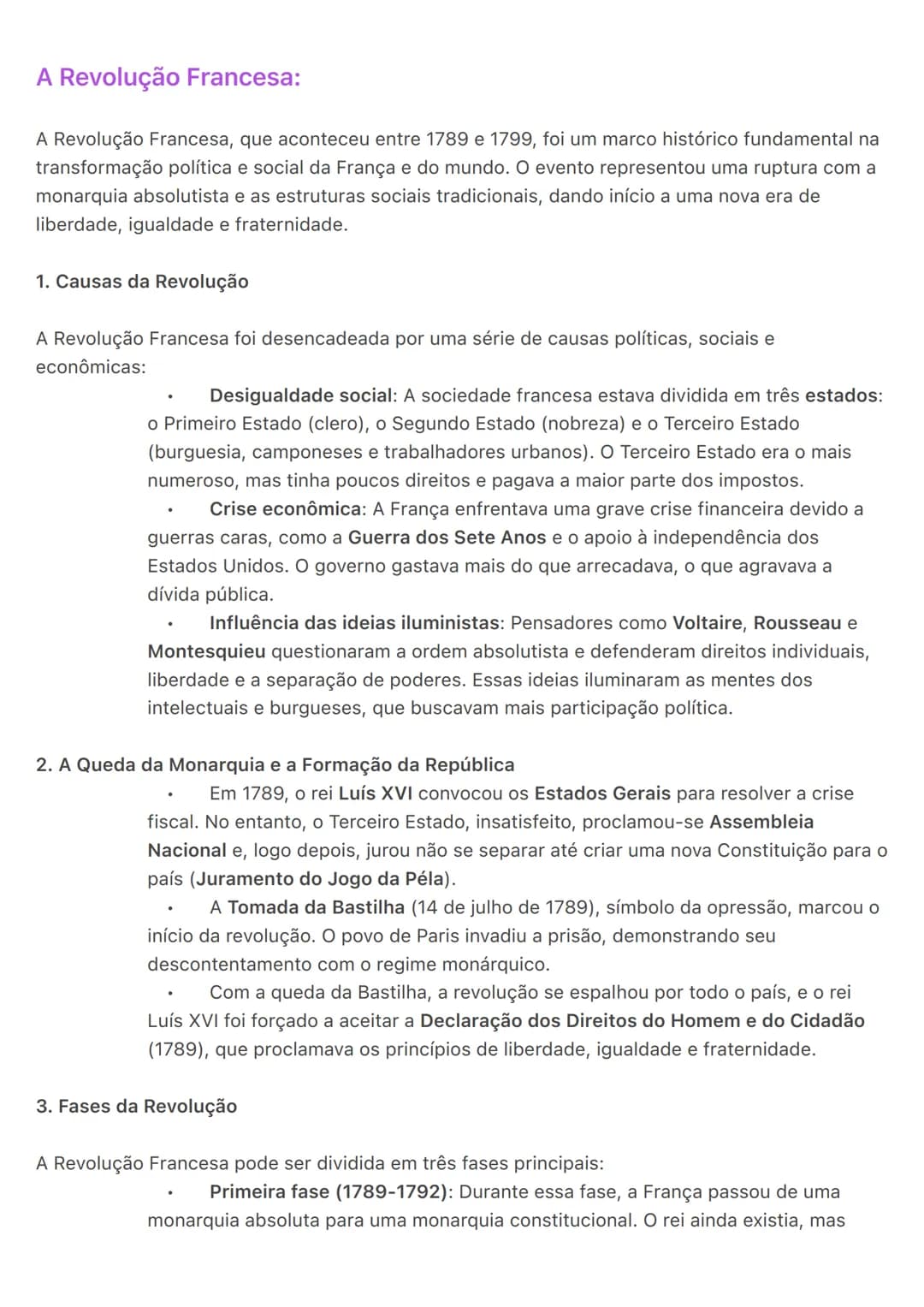# A Revolução Francesa:
A Revolução Francesa, que aconteceu entre 1789 e 1799, foi um marco histórico fundamental na
transformação política