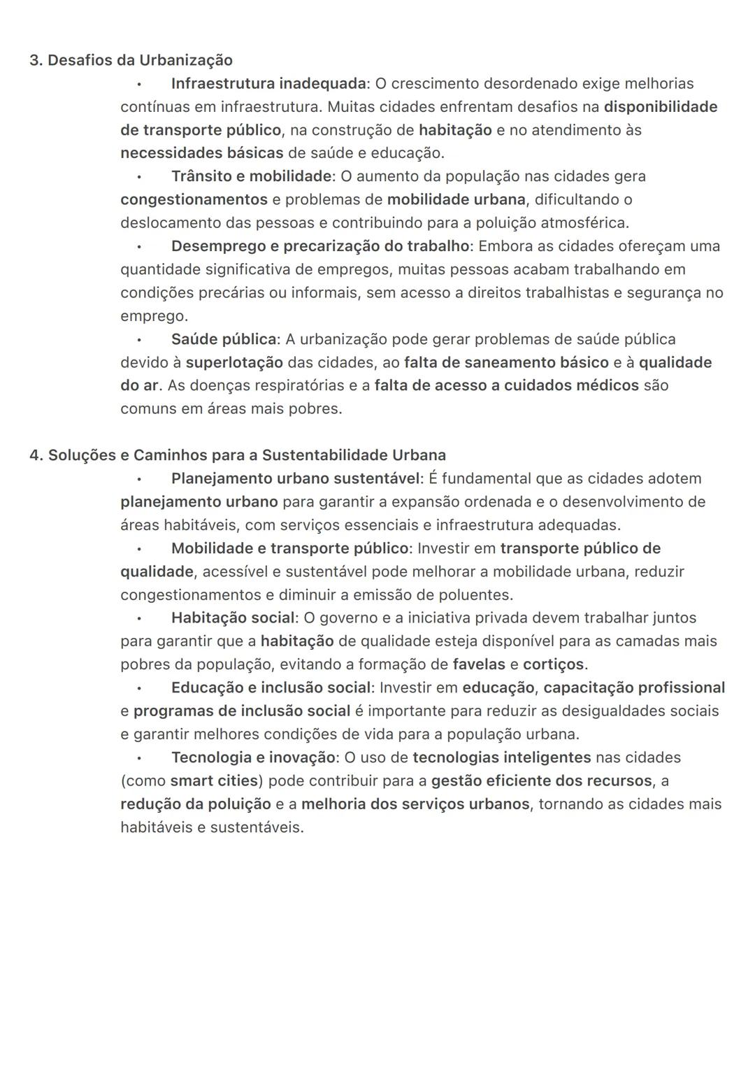 # Urbanização:
A urbanização é o processo de crescimento das cidades e aumento da população urbana,
resultante, principalmente, da migração