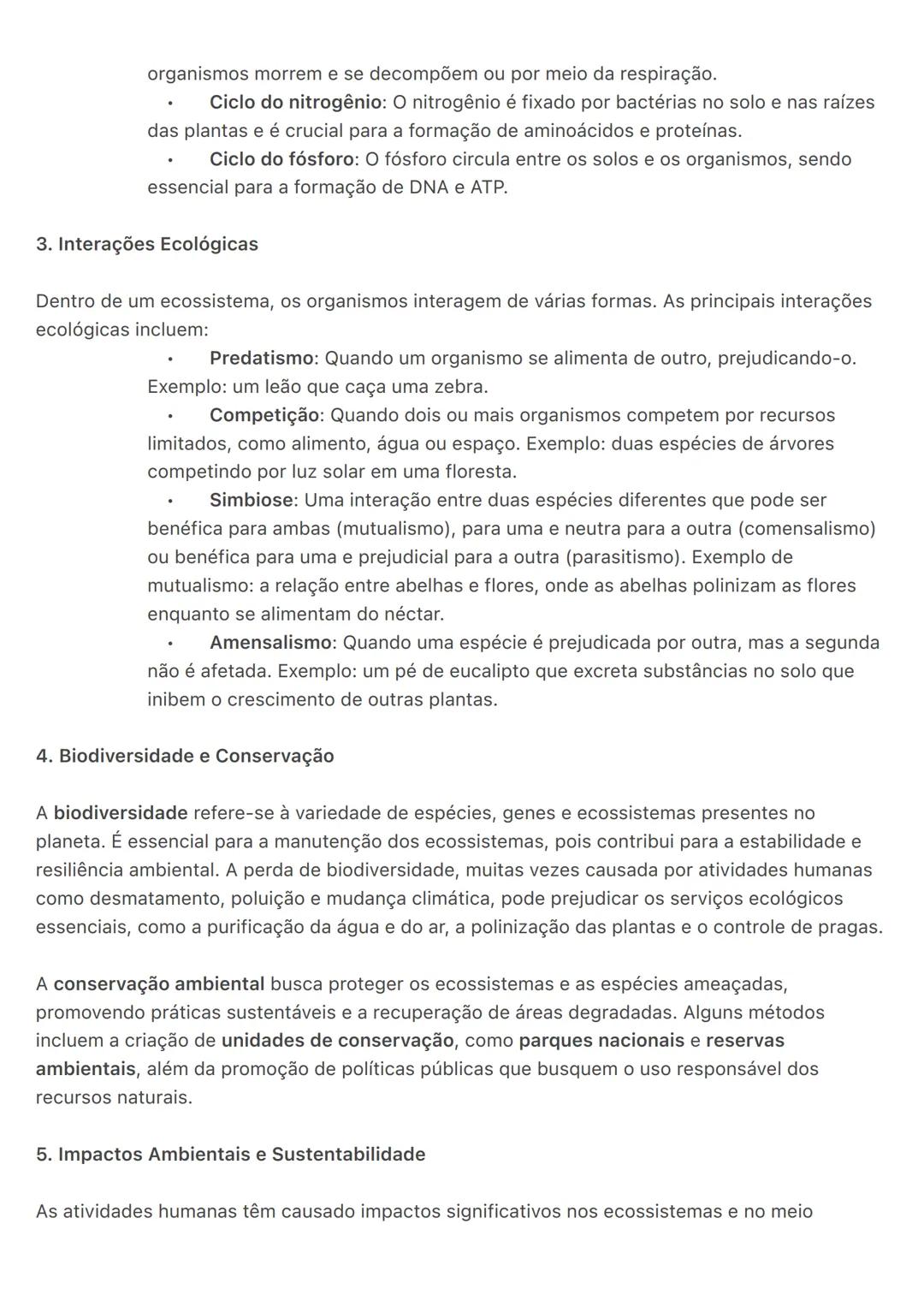 # Ecologia:
A ecologia é a área da biologia que estuda as interações entre os seres vivos e o ambiente onde
vivem, além das relações entre o