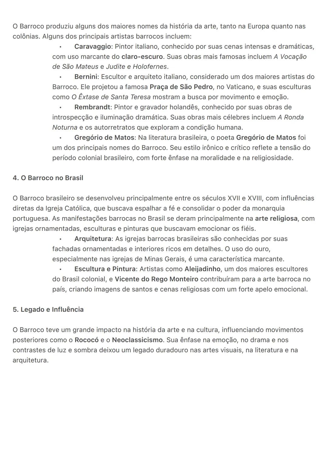 # Barroco:
O Barroco foi um movimento artístico e cultural que surgiu no final do século XVI, na Itália, e se
espalhou por toda a Europa at
