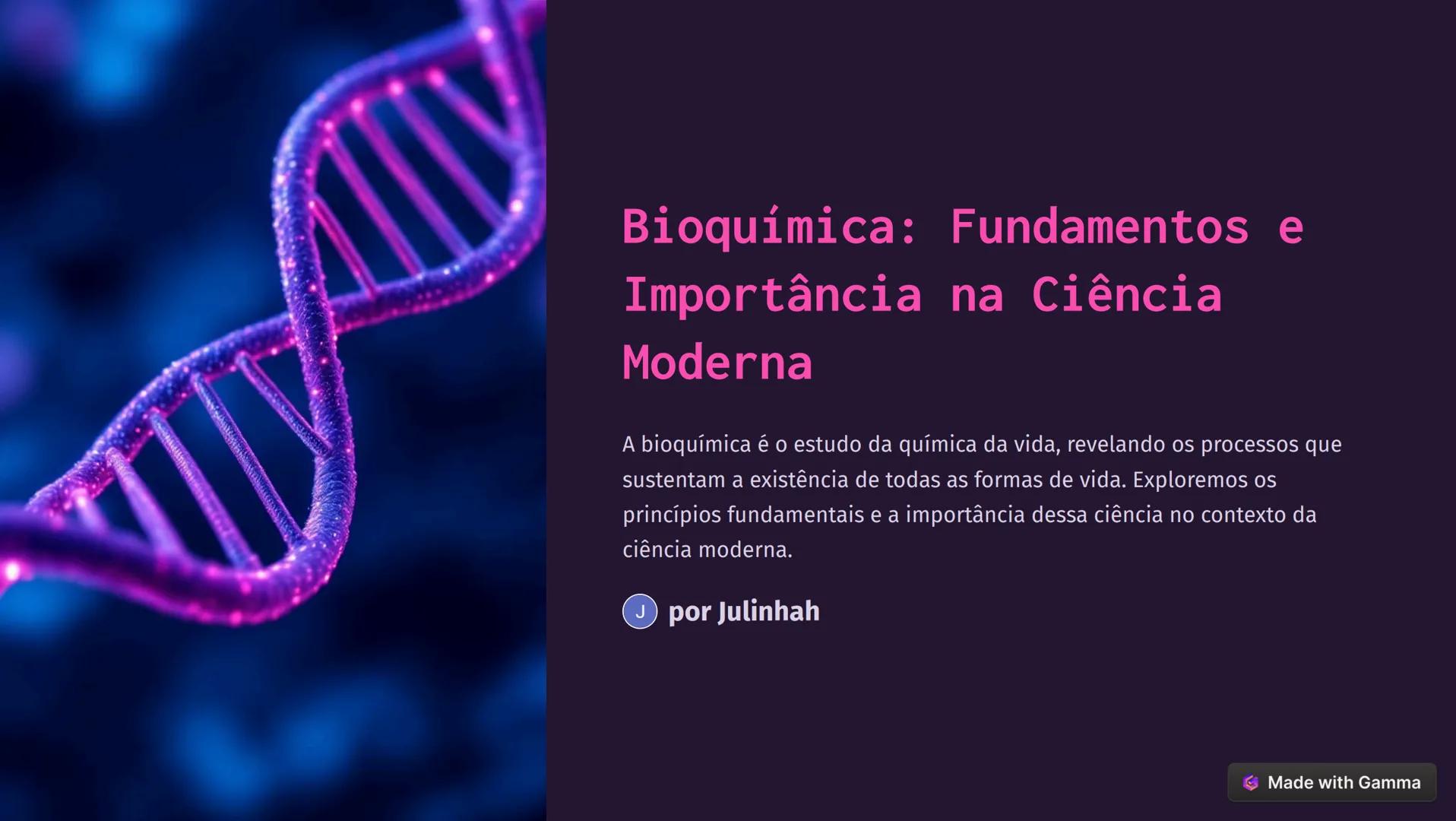 Bioquímica: Fundamentos e
Importância na Ciência
Moderna
A bioquímica é o estudo da química da vida, revelando os processos que
sustentam a