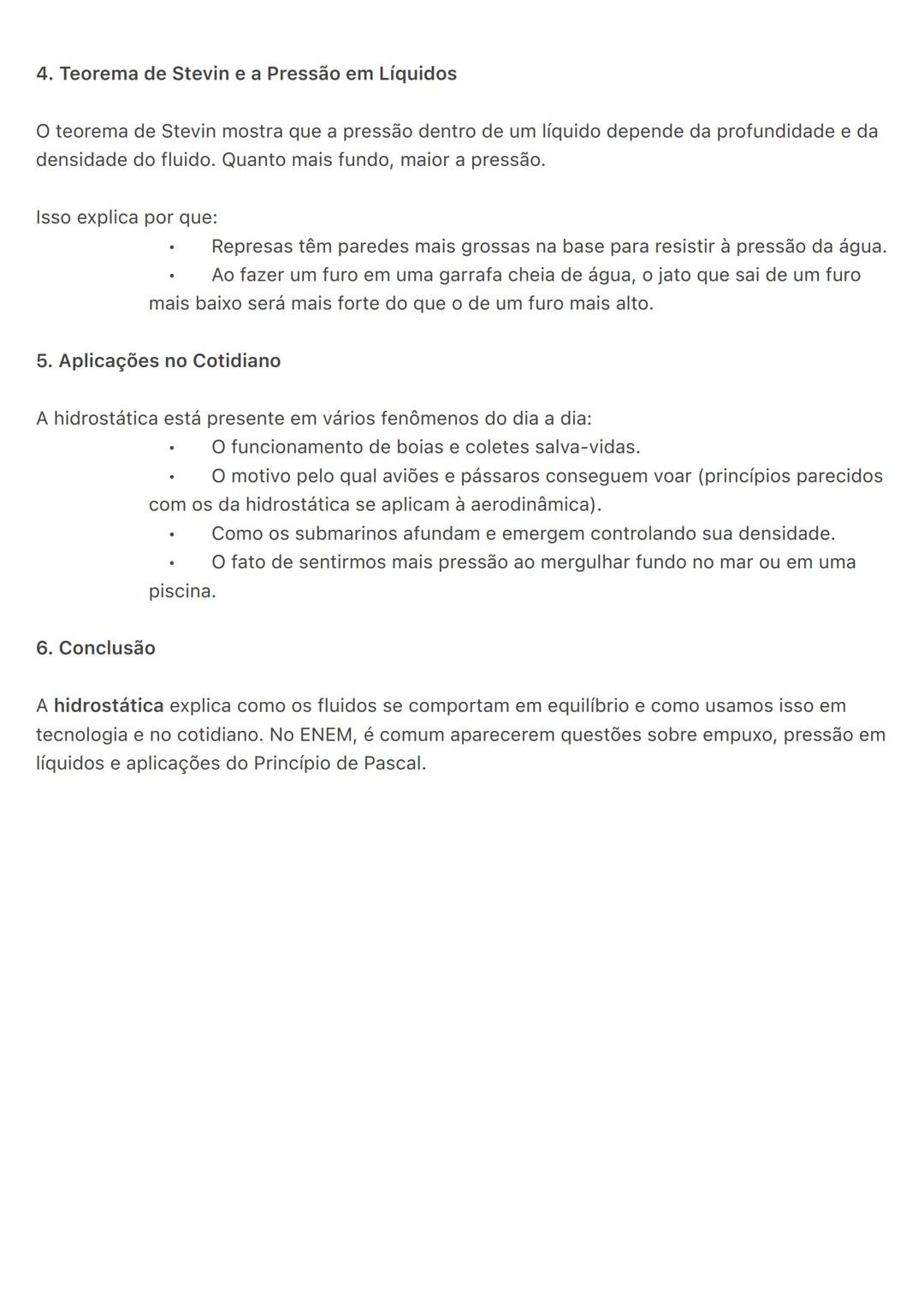 # Hidrostática:
A hidrostática é a parte da física que estuda os fluidos em equilíbrio, ou seja, líquidos e gases
que não estão em moviment