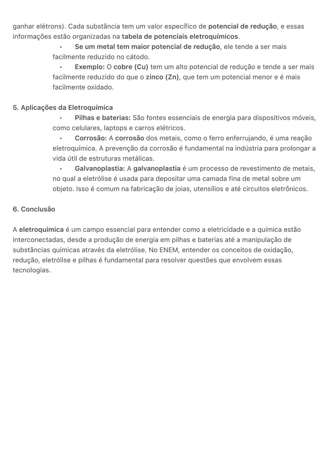 # Eletroquímica:
A eletroquímica é o ramo da química que estuda a relação entre reações químicas e
eletricidade. Ela envolve o estudo de pr