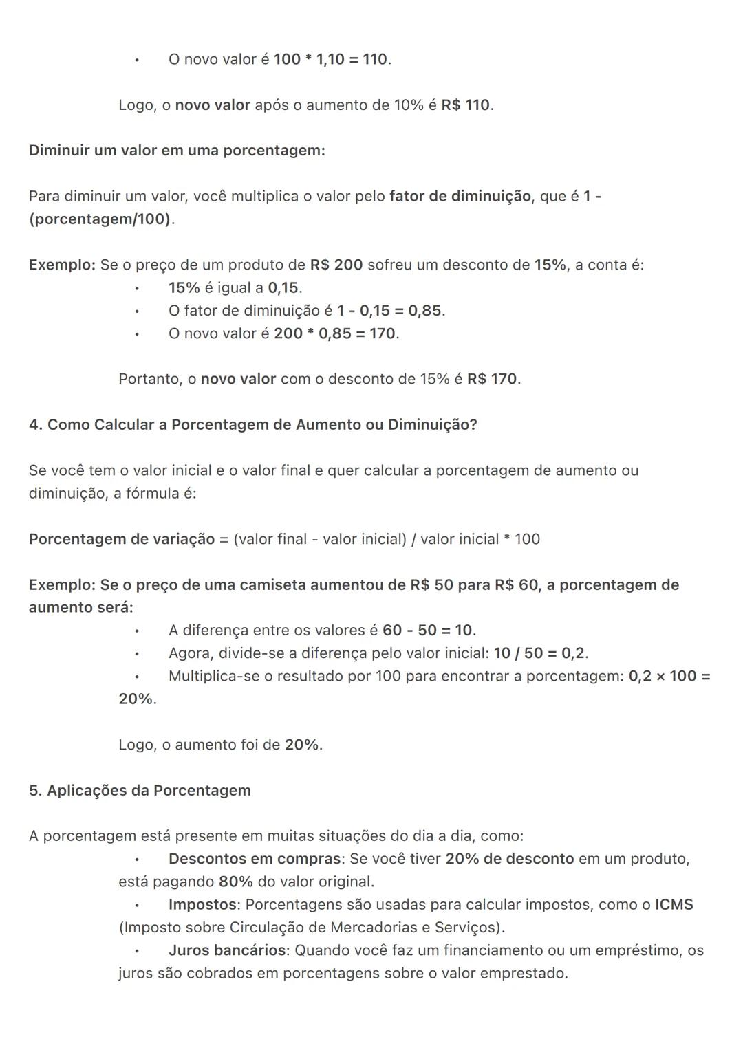 # Porcentagem:
Porcentagem é uma maneira de expressar uma parte de um todo em termos de 100. O símbolo
"%" significa "por cem", ou seja, a
