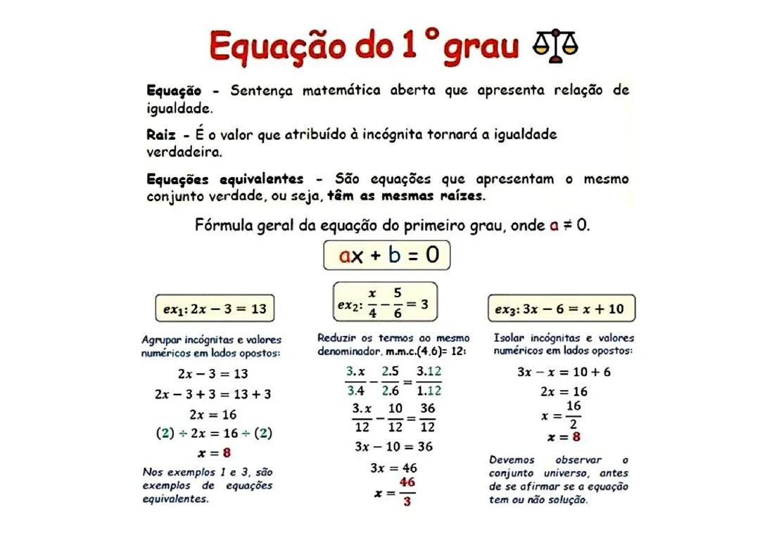 Equação do 1° grau