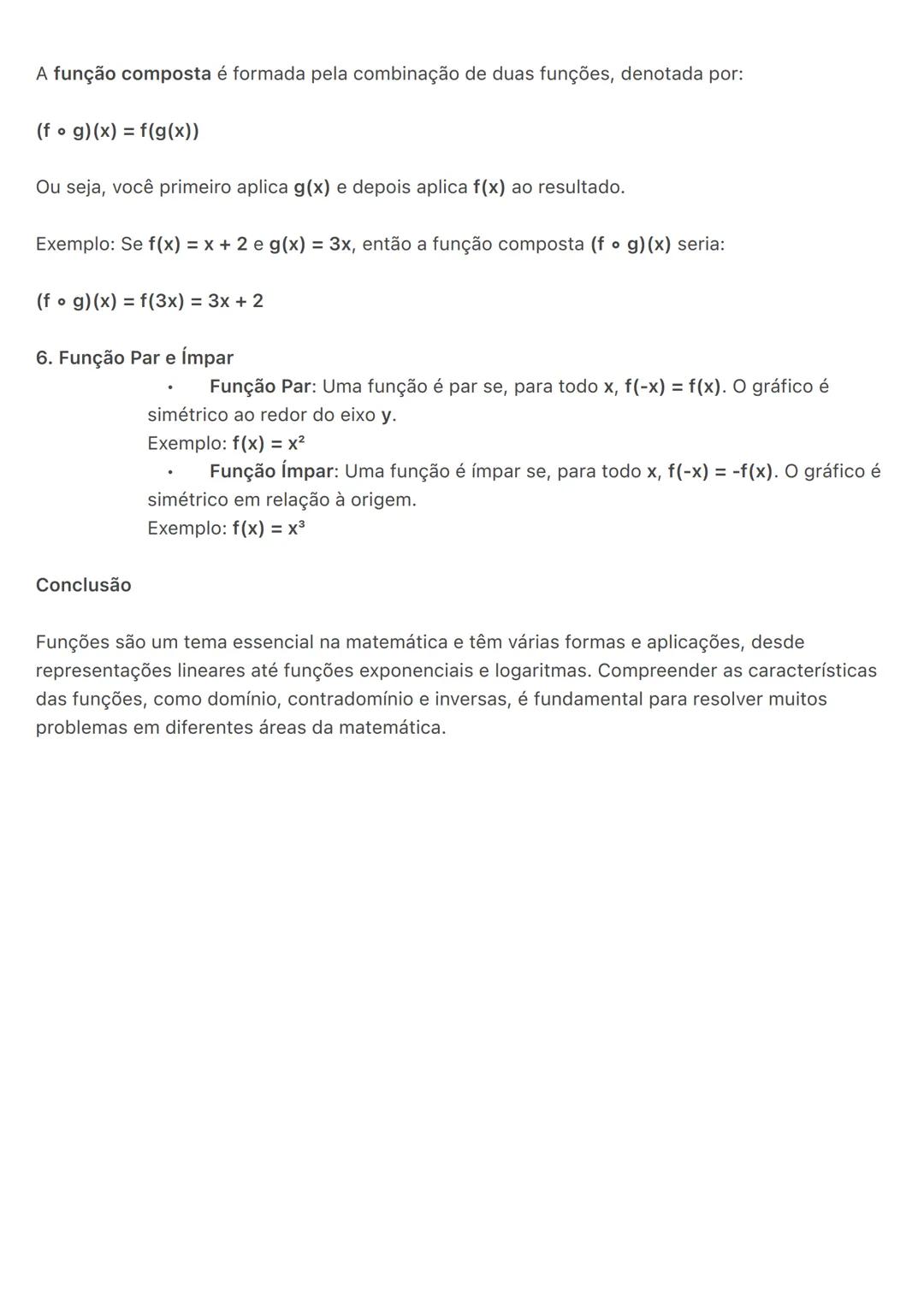 Funções:
Funções são relações entre dois conjuntos, onde cada elemento do domínio (conjunto de
entrada) está relacionado a um único element
