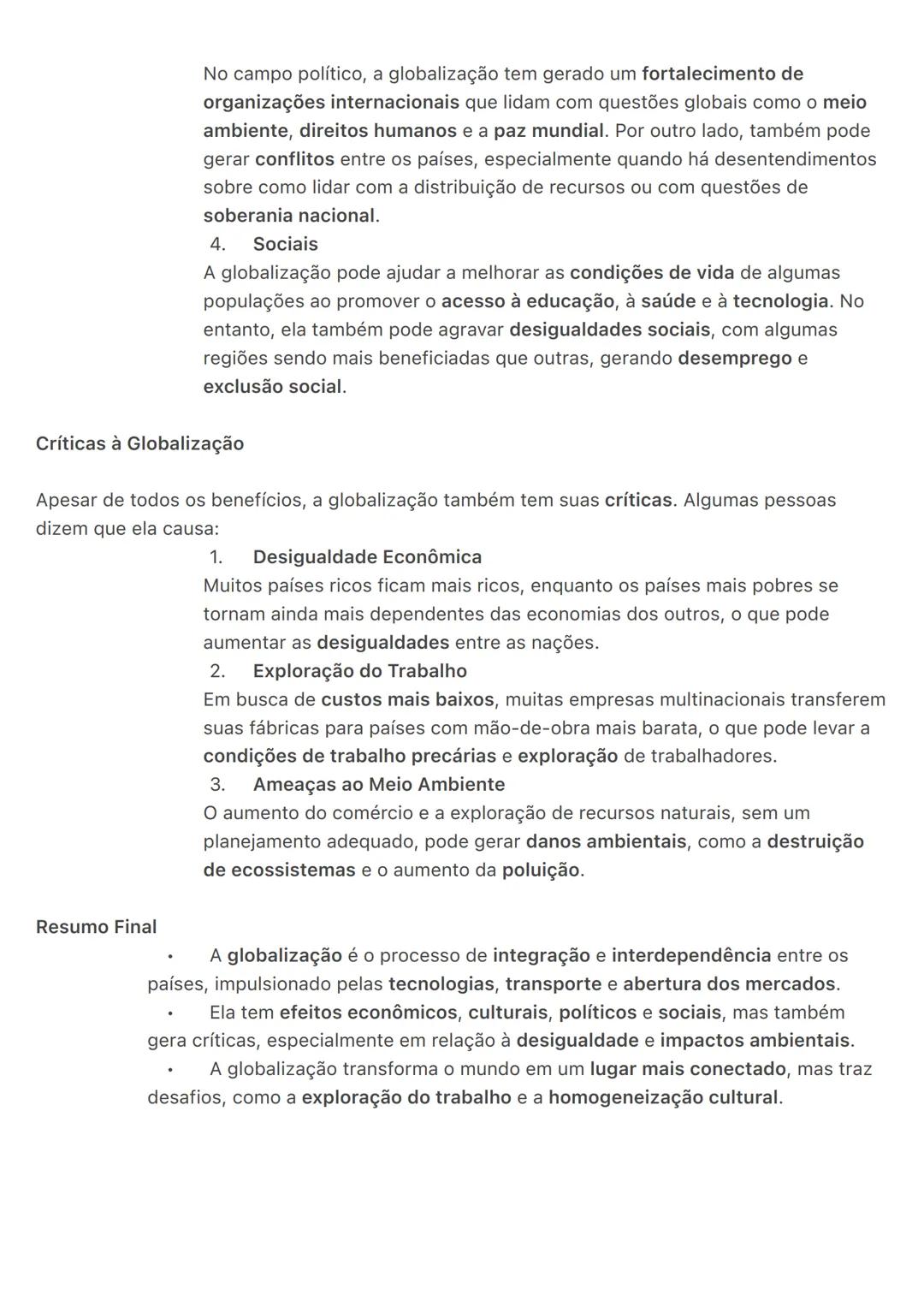 # Globalização
A globalização é o processo de integração e interdependência crescente entre os países, que
acontece principalmente devido a