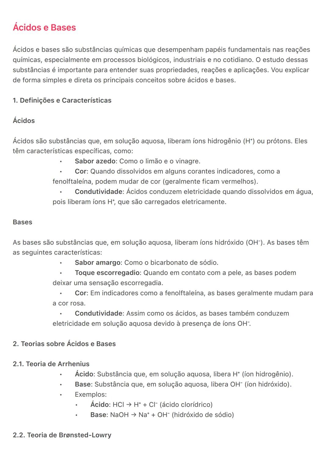 # Ácidos e Bases
Ácidos e bases são substâncias químicas que desempenham papéis fundamentais nas reações
químicas, especialmente em process