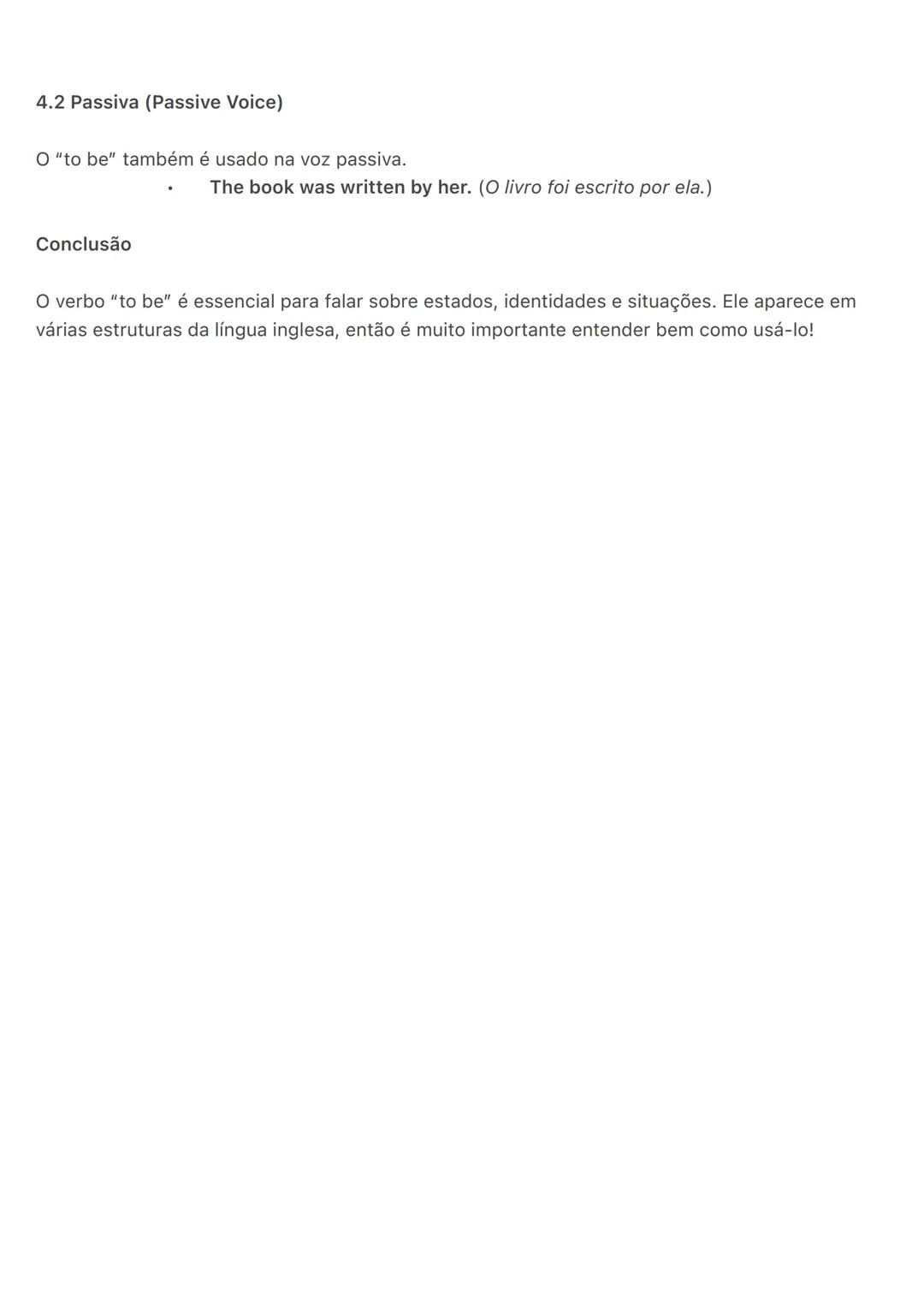 Verbo "To Be"
O verbo "to be" é um dos mais importantes em inglês, pois significa "ser" ou "estar" e é usado
em várias construções da língu