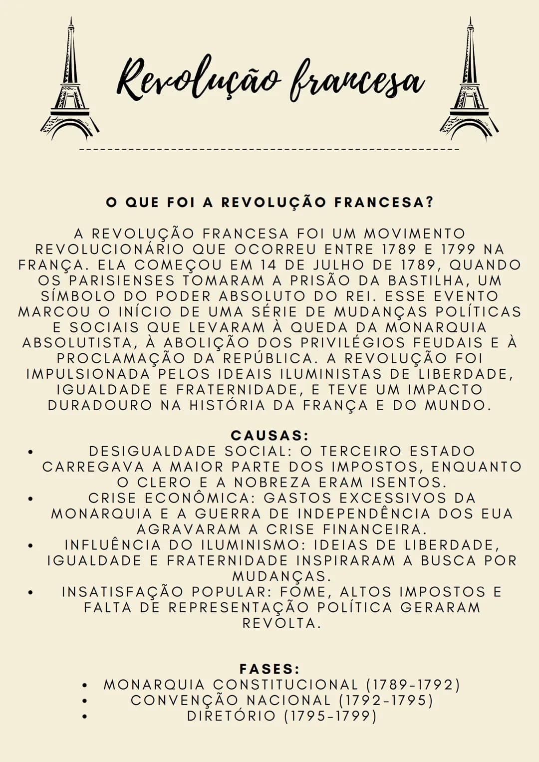 # Revolução francesa
O QUE FOI A REVOLUÇÃO FRANCESA?
A REVOLUÇÃO FRANCESA FOI UM MOVIMENTO
REVOLUCIONÁRIO QUE OCORREU ENTRE 1789 E 1799 ΝΑ