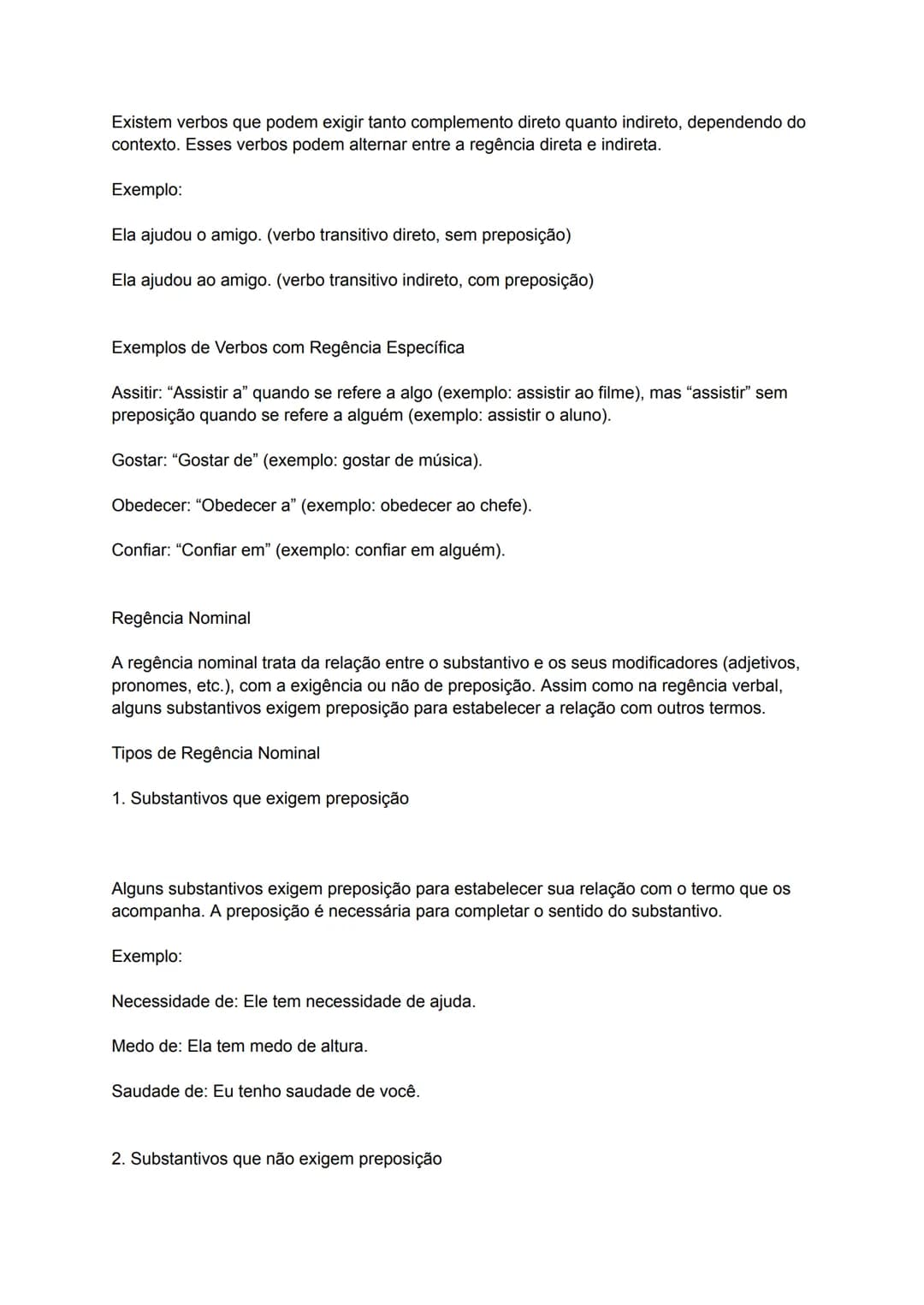 # Regência Verbal e Nominal
A regência verbal e nominal é a parte da gramática que trata das relações de dependência
entre os verbos, os su