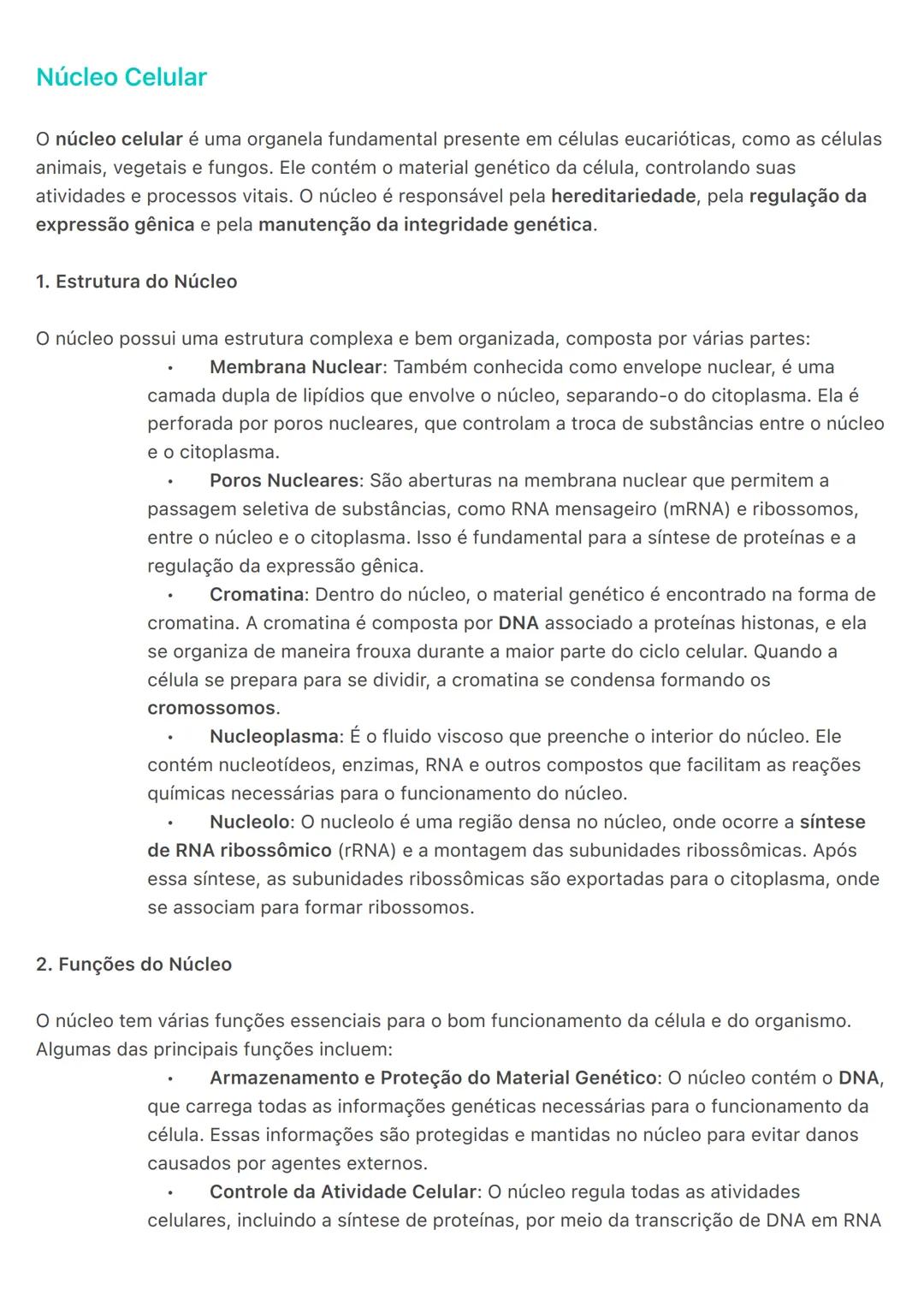 # Núcleo Celular
O núcleo celular é uma organela fundamental presente em células eucarióticas, como as células
animais, vegetais e fungos.