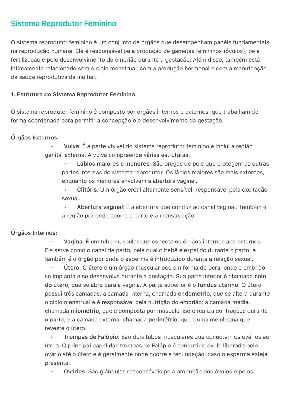 # Sistema Reprodutor Feminino
O sistema reprodutor feminino é um conjunto de órgãos que desempenham papéis fundamentais
na reprodução human
