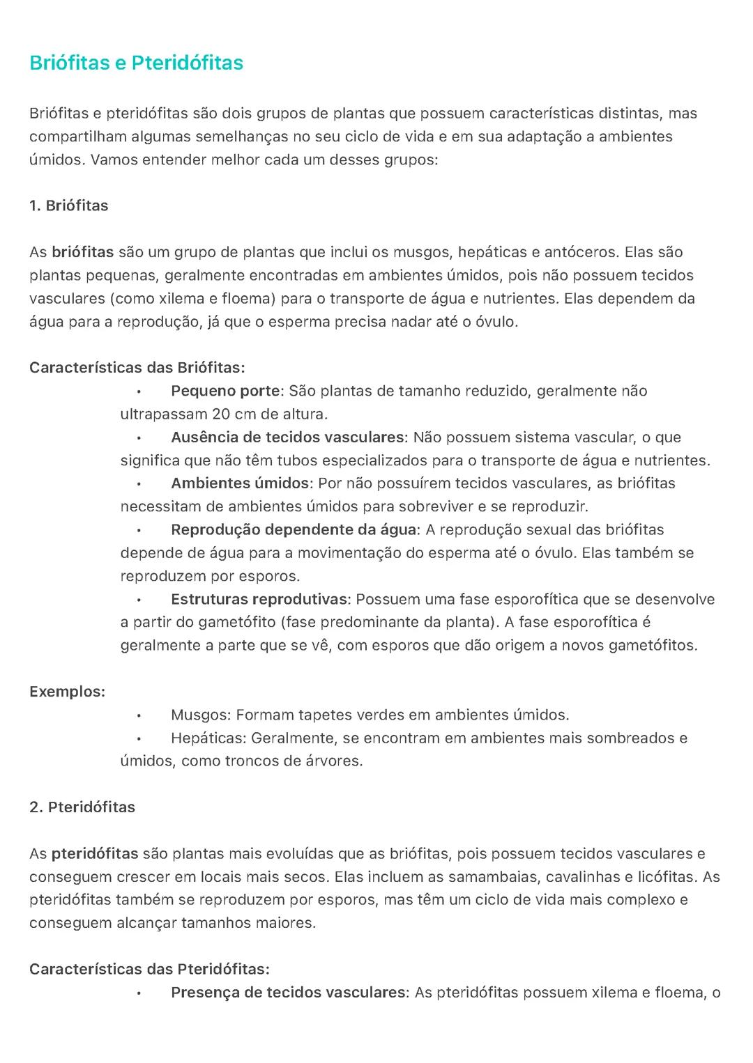 Briófitas e Pteridófitas