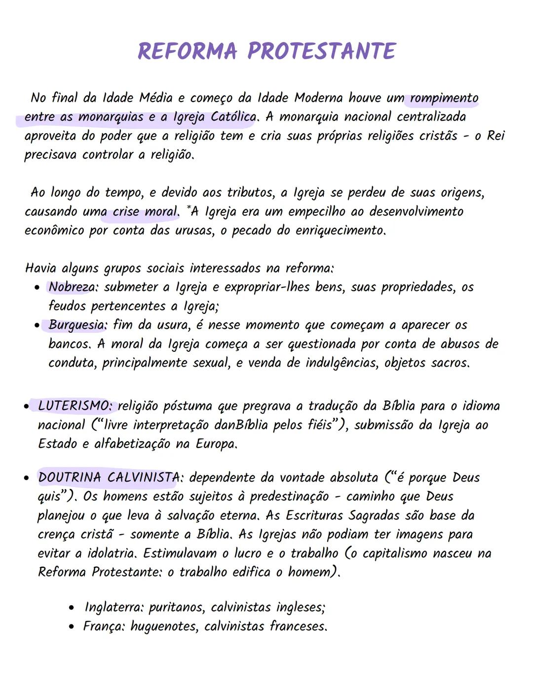 # REFORMA PROTESTANTE
No final da Idade Média e começo da Idade Moderna houve um rompimento
entre as monarquias e a Igreja Católica. A mona
