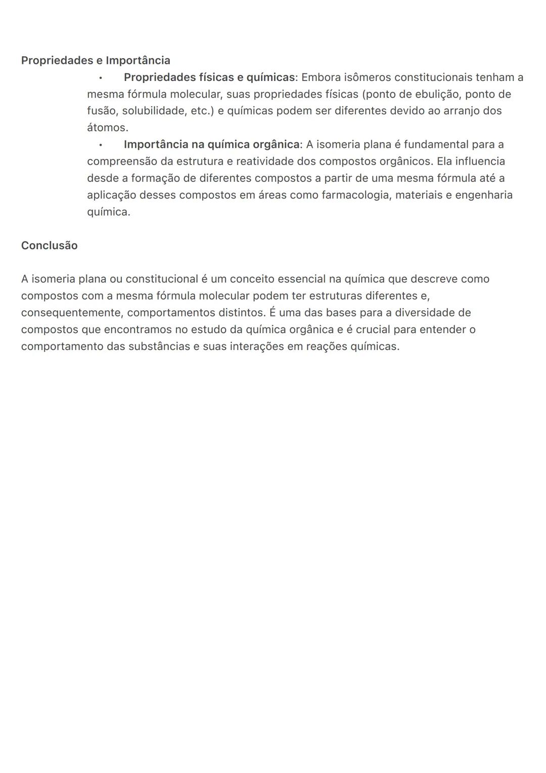 # Isomeria Plana ou Constitucional
A isomeria plana (também chamada de isomeria constitucional) ocorre quando compostos
químicos possuem a