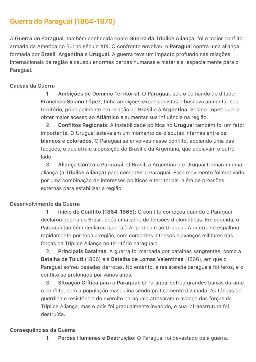 # Guerra do Paraguai (1864-1870)
A Guerra do Paraguai, também conhecida como Guerra da Tríplice Aliança, foi o maior conflito
armado da Amé