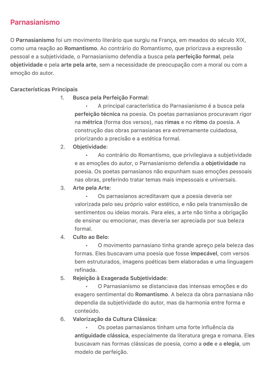 # Parnasianismo
O Parnasianismo foi um movimento literário que surgiu na França, em meados do século XIX,
como uma reação ao Romantismo. Ao